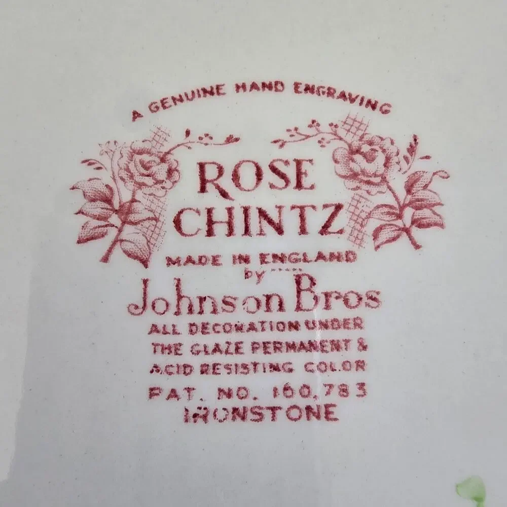 Vintage Johnson Brothers Rose Chintz Ironstone 2 Dinner Plates Cottagecore 1930s
